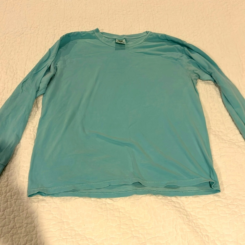 Long Sleeve Shirt Large Teal Comfort Colors